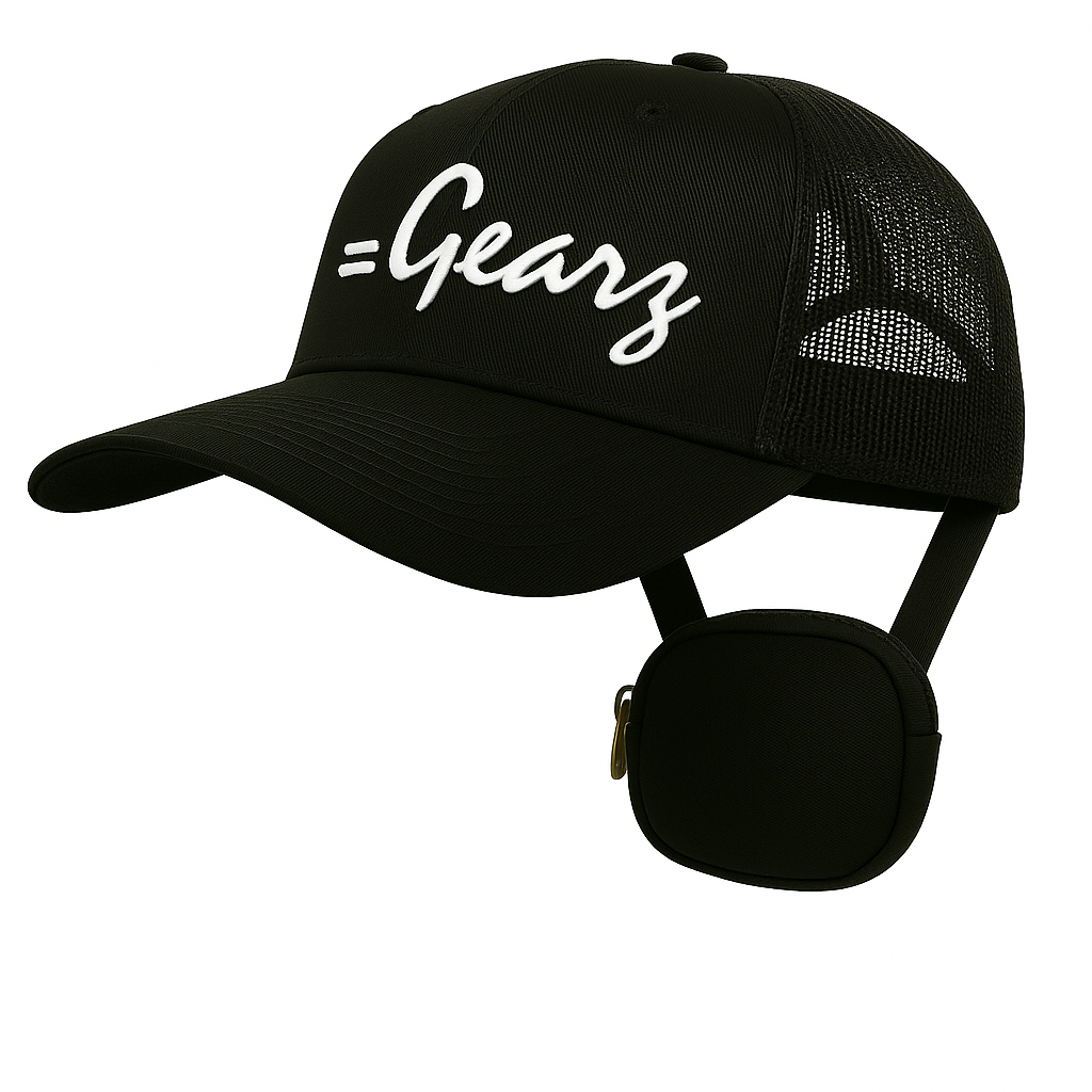 2Gearz trucker baseball cap with detachable 4" round pouch and free bandana
