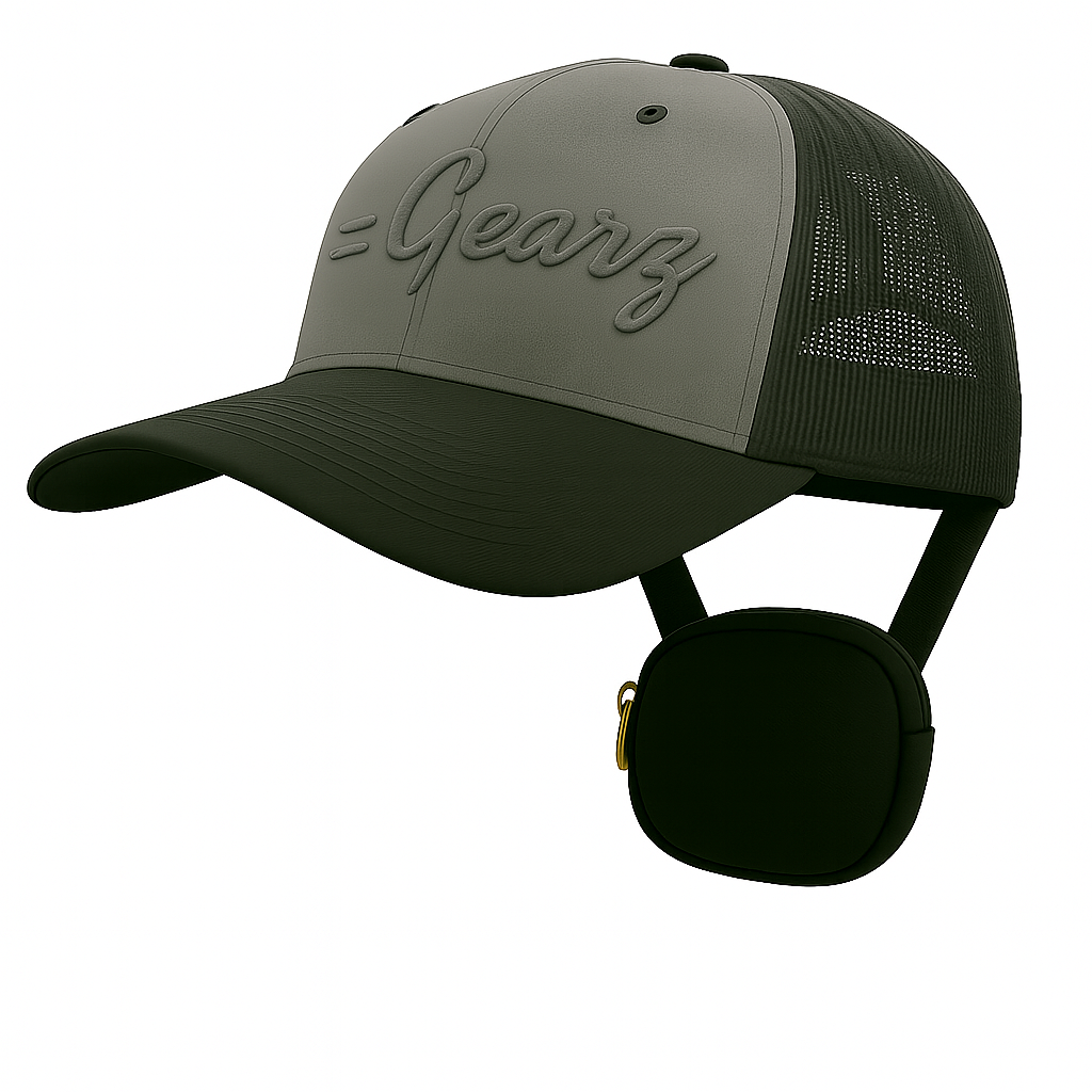 2Gearz trucker baseball cap with detachable 4" round pouch and free bandana