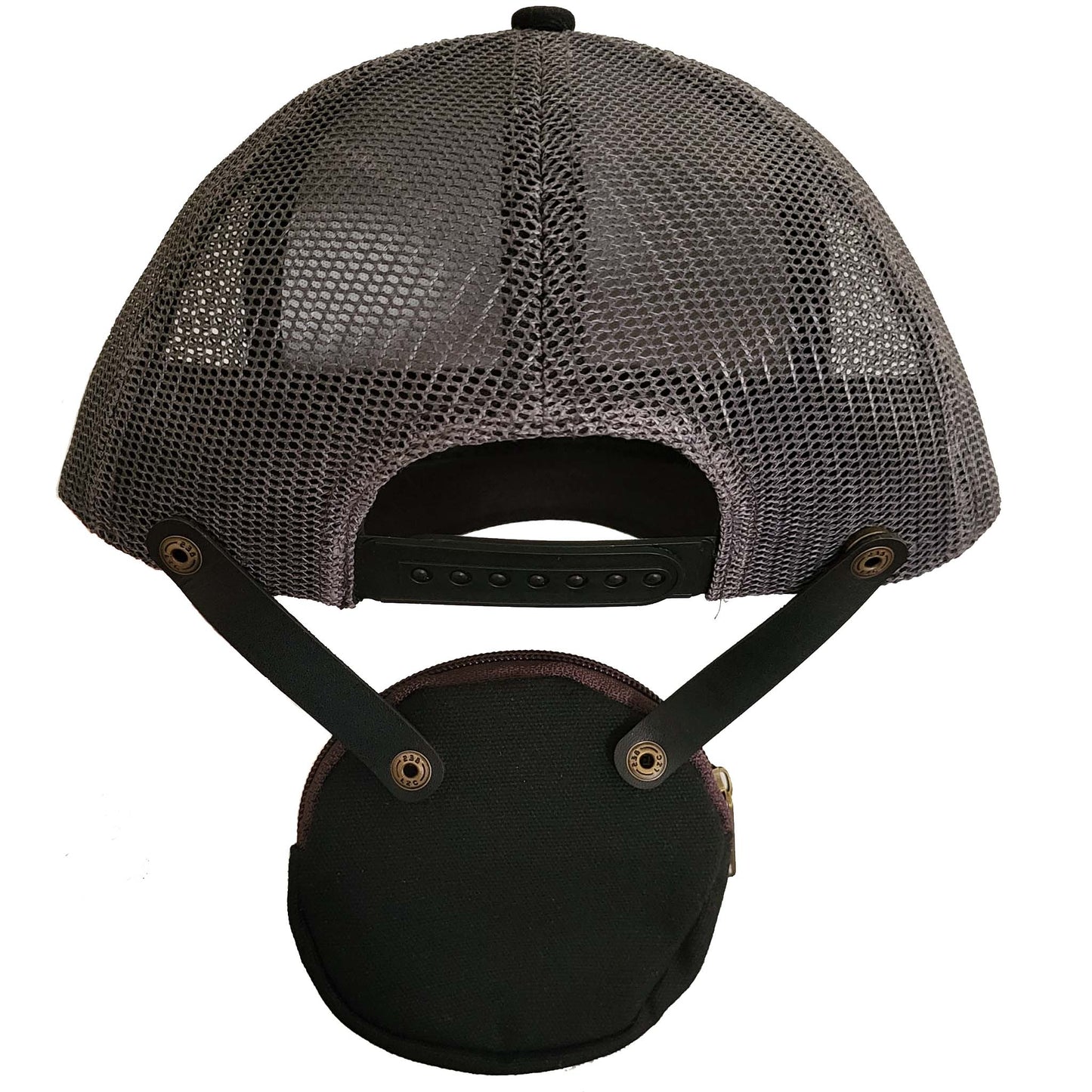 2Gearz trucker baseball cap with detachable 4" round pouch and free bandana